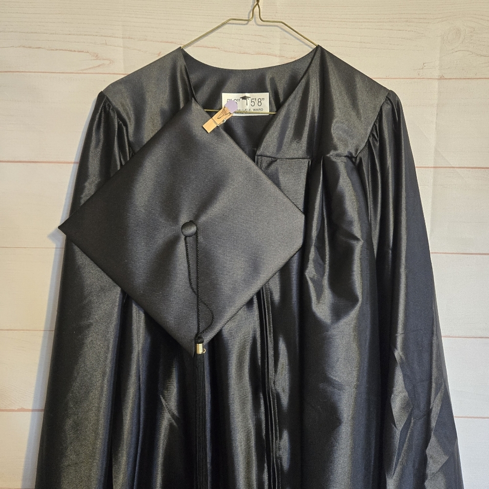 Unisex black graduation cap and gown
